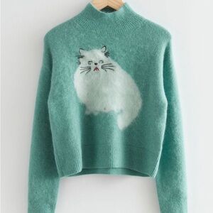 & other stories mohair/wool Sweater with Cat Design M/L EUC